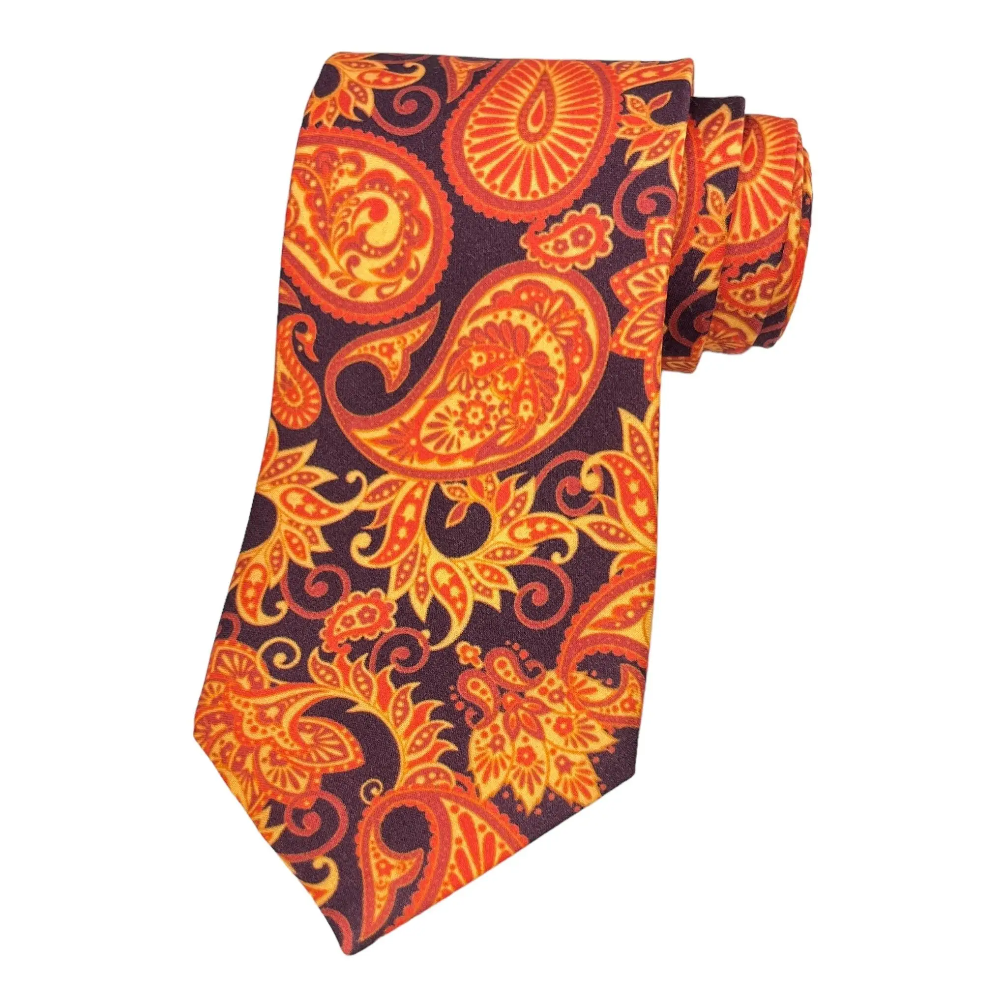 Elegant Copper Paisley Printed Silk Tie Fashion Accessory