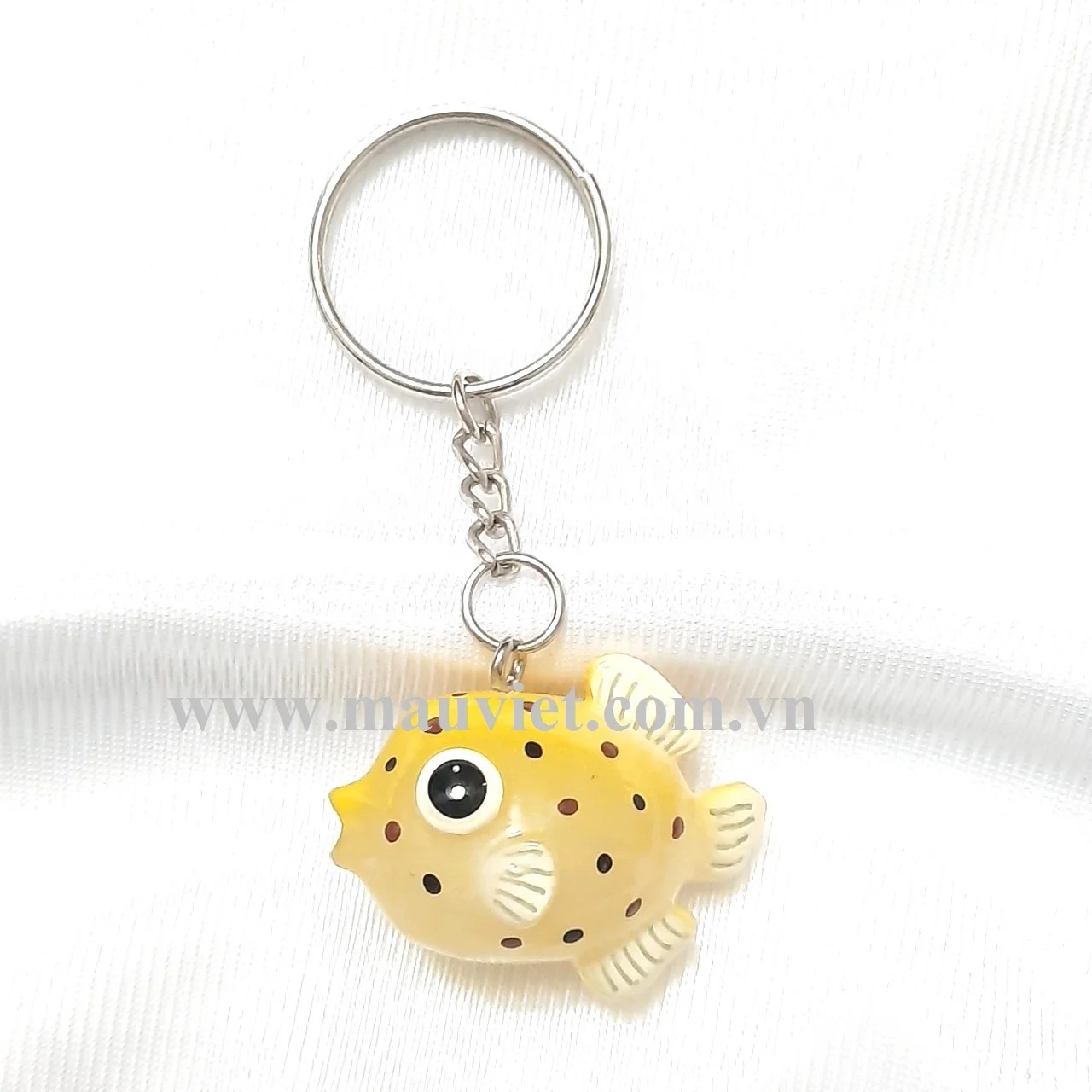 Yellow Fish-Shaped Resin Keychain and Polyresin Figurines Souvenir Collection