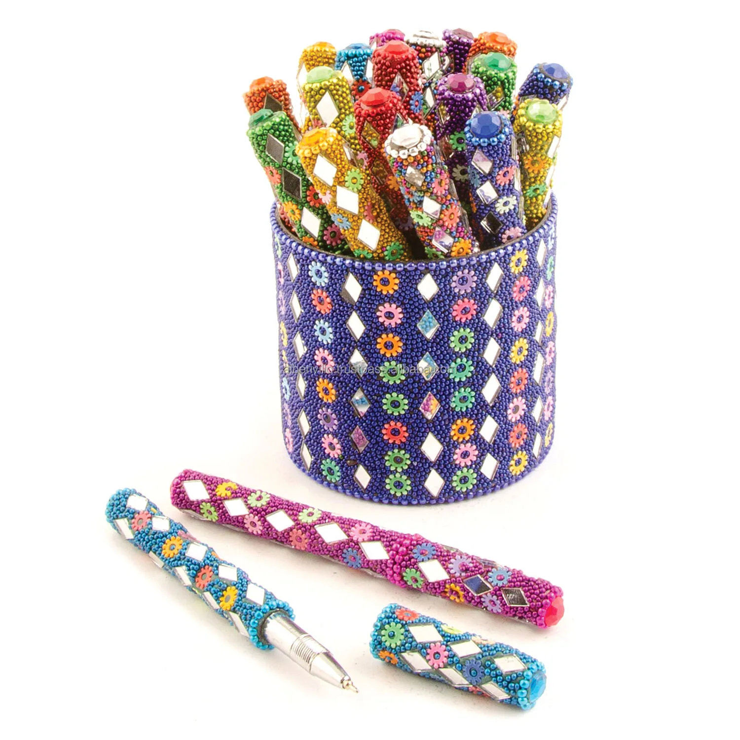 Portable Ballpoint Pens Handicraft Pen with Beads and Mirror Indian Handmade Pen for Gifts and Souvnier From Indian Manufacturer