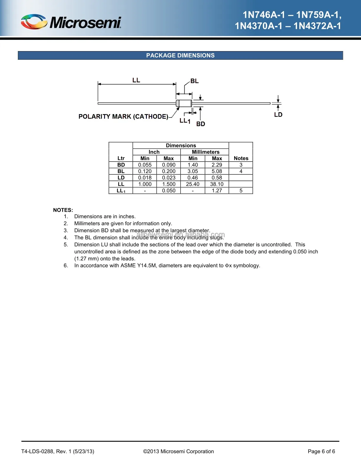 Hot sale Original JAN1N752A-1 DIODE ZENER 5.6V 500MW DO35 Zener Diode 5.6 V 500 mW Through Hole DO-204AH (DO-35)