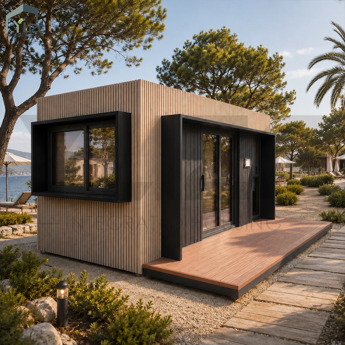 Luxury Self Contained Living Pods Modern Prefab House 20FT Shipping Container Home Bedroom Bathroom Resort Cabins