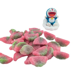 Wholesale Cartoon Two-color Watermelon Slice Shaped Chewy Gummies in Bulk