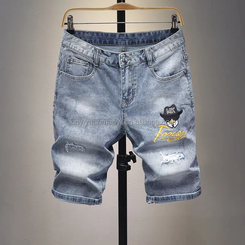 European And American High Street Washed Mid-waist Straight Summer Thin Men's Denim Shorts415_voghion.com