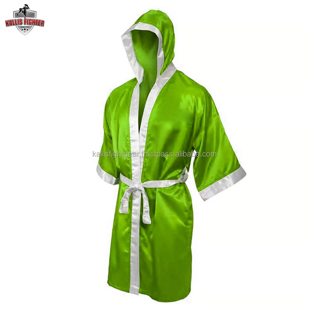 Custom Silk Satin Boxing Gown Dressing Robe Full Length Boxing Robe Place Any Design Boxing 1703