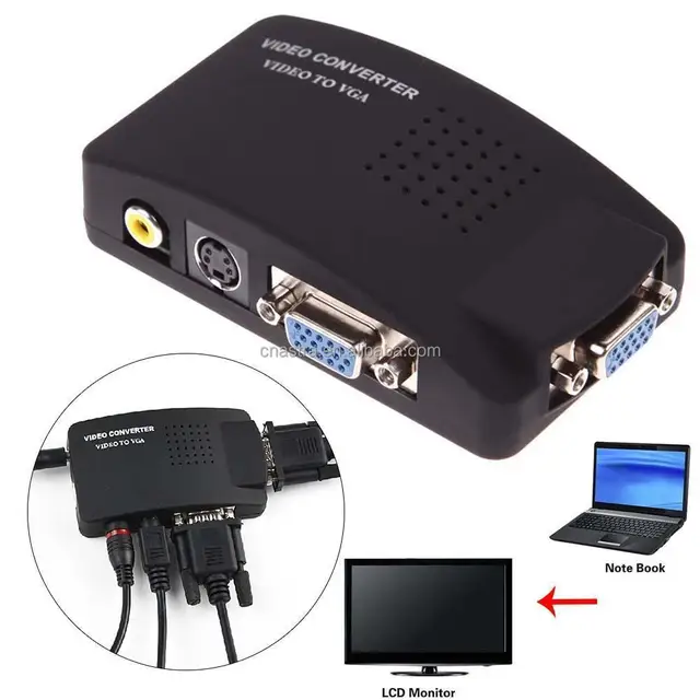 AV S-Video BNC / RCA VGA Composite Video to VGA TV video Converter adapter box PC Laptop VGA to AV TV Surveillance Monitor