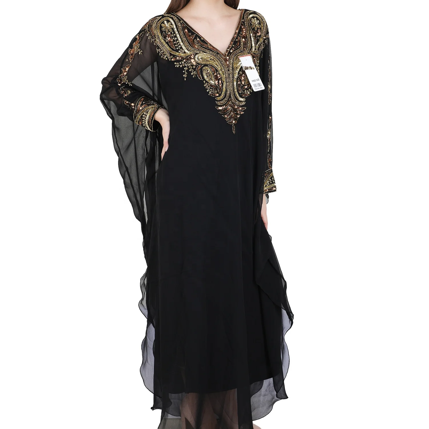 Elegant Party Wear Kaftan Top Hand Beaded Arabic Caftan