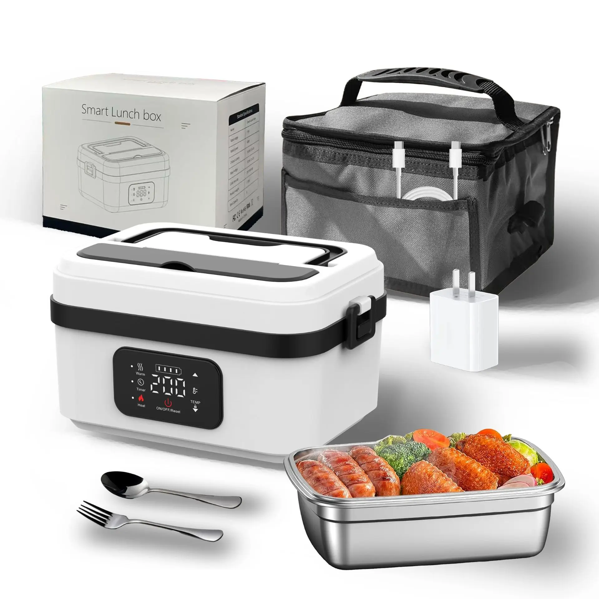 Electric Lunch SPOOL High Bone Muscle他CD Cordless Electric Lunch Box for Adults, Heated Lunch Box