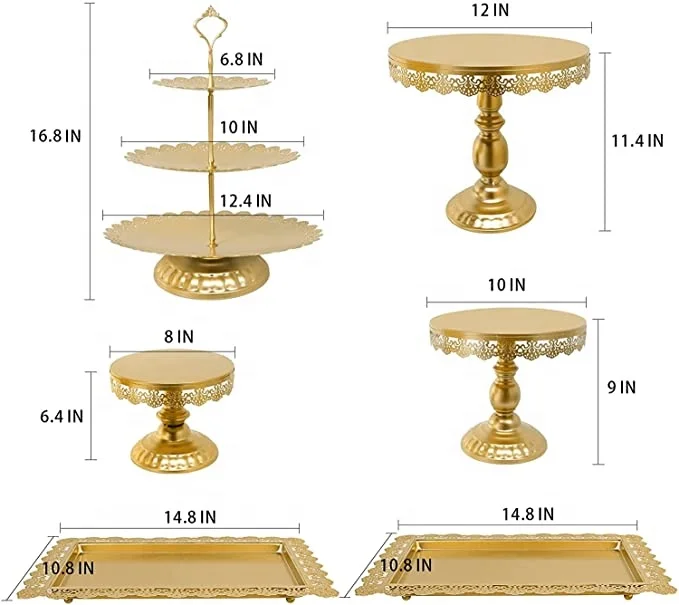 Cake Stands Set Of 6 Matte Gold Metal Cupcake Holder Dessert Display