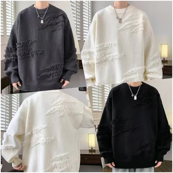 Jacquard knitted pullover round neck mink cashmere autumn and winter sweater for men men's pullover men's sweater