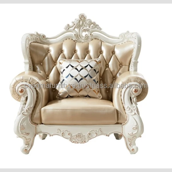 Riyadh Sofa Carved Set With Leather White Painted Living Room Furniture Aqma Furniture Buy