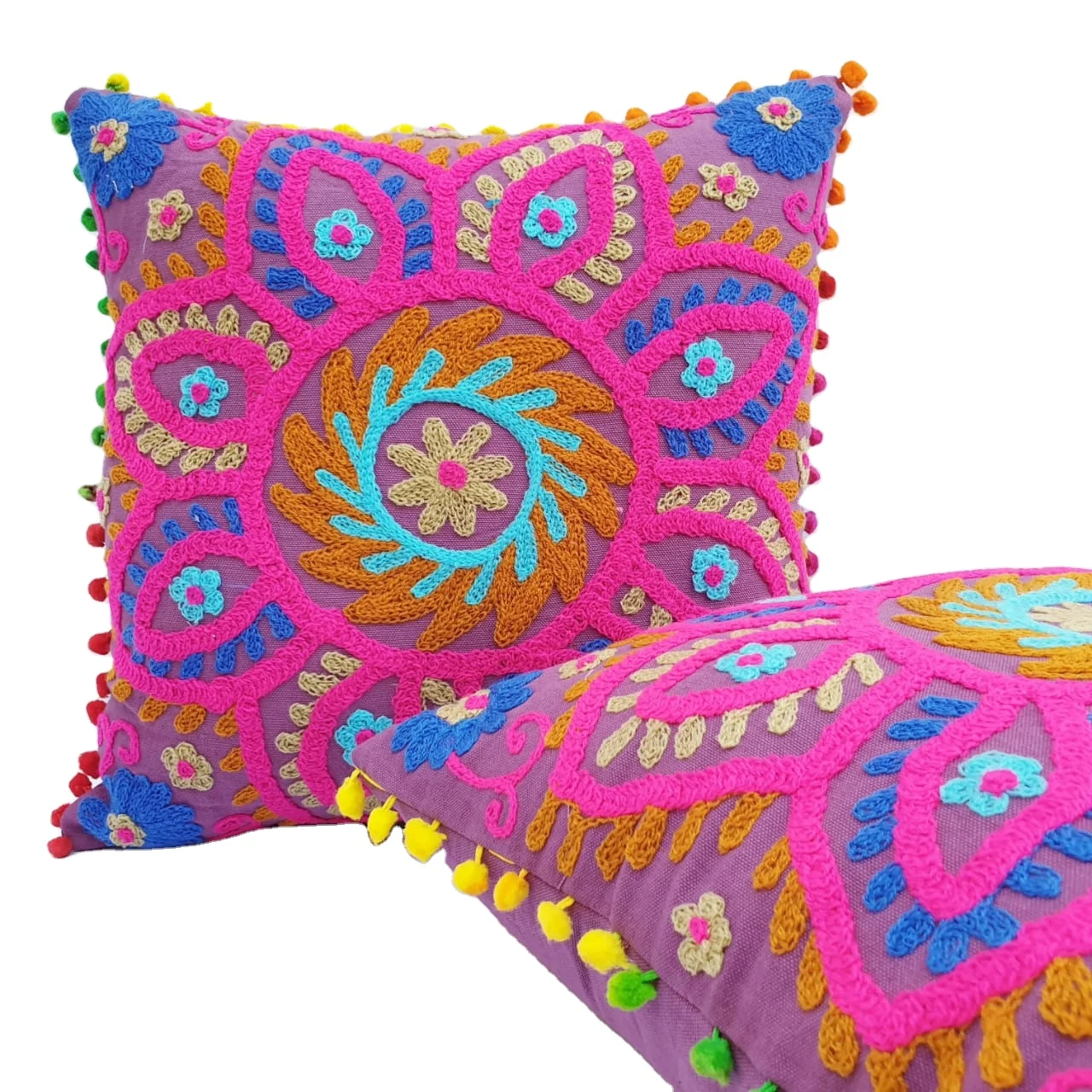 Geometric Luxuriating Decorative Indian Embroidered Suzani Pillows