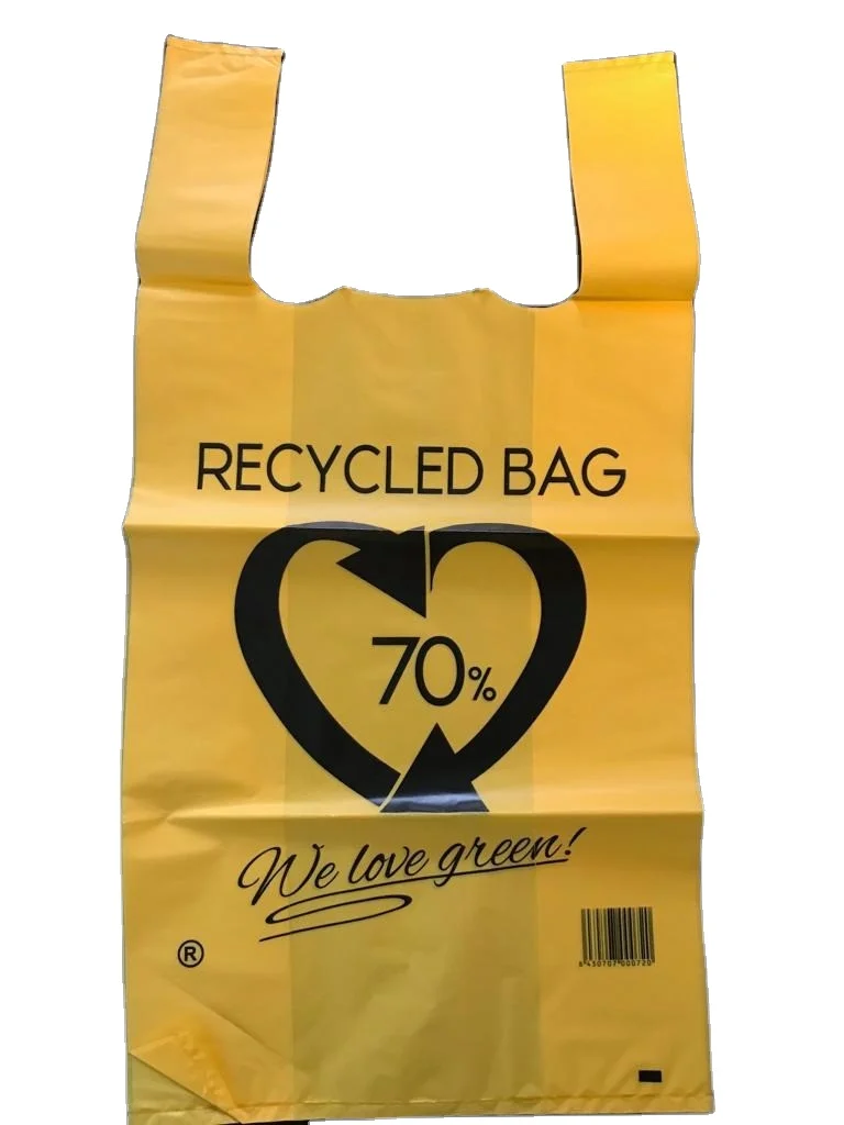 Vest Carrier Recycled Plastic Bags Tshirt Shopping Bags Customized