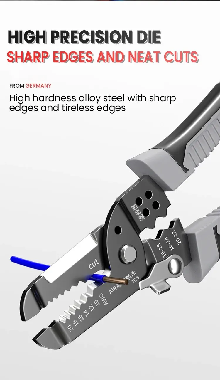 Airaj Wire Stripper Tools Multitool Plier Crimper Cable Cutter ...