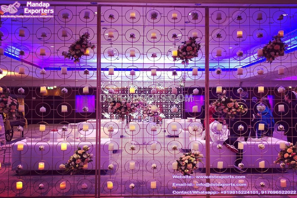 Pared de Metal con forma de vela para eventos de boda, color dorado,  decoración de pared, para Noche de Recepción, escenario