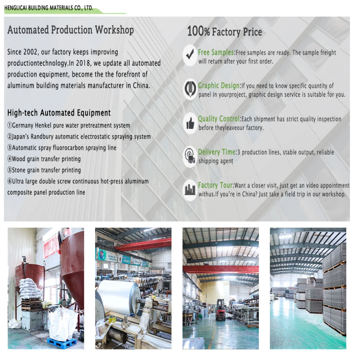 HENGLICAI Source Manufacturer Factory Alucobond Panel ACP ACM Sheet Aluminum Composite Panel Exterior Wall Panels Ceiling