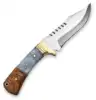 Gold Brass Bolster, Pearl Gray Resin & Natural Brown Wood Handle
