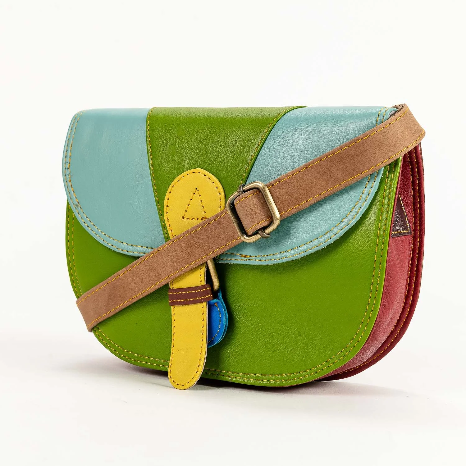 2026 New Arrival Bohemian 100% Genuine Leather Women's Multi Colored Stylish Cross Body Shoulder Sling Flap Purse Bag Anti-Theft