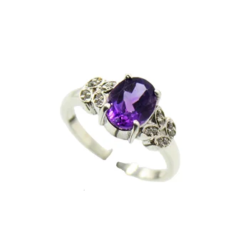 925 sterling silver and gemstone wedding ring jewelry natural purple amethyst gemstone silver ring