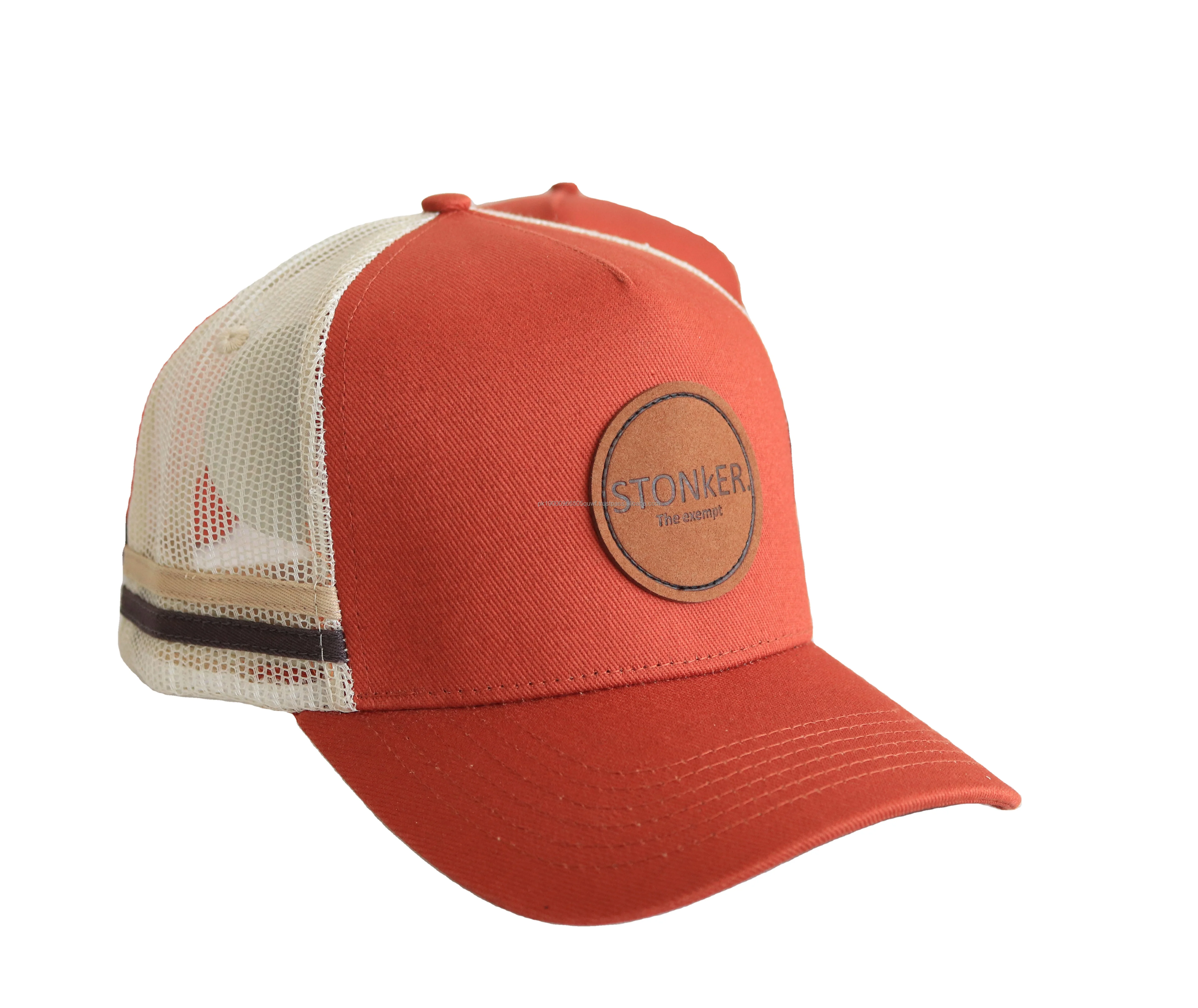 Striped Trucker Hat 5 Panel Embroidery 