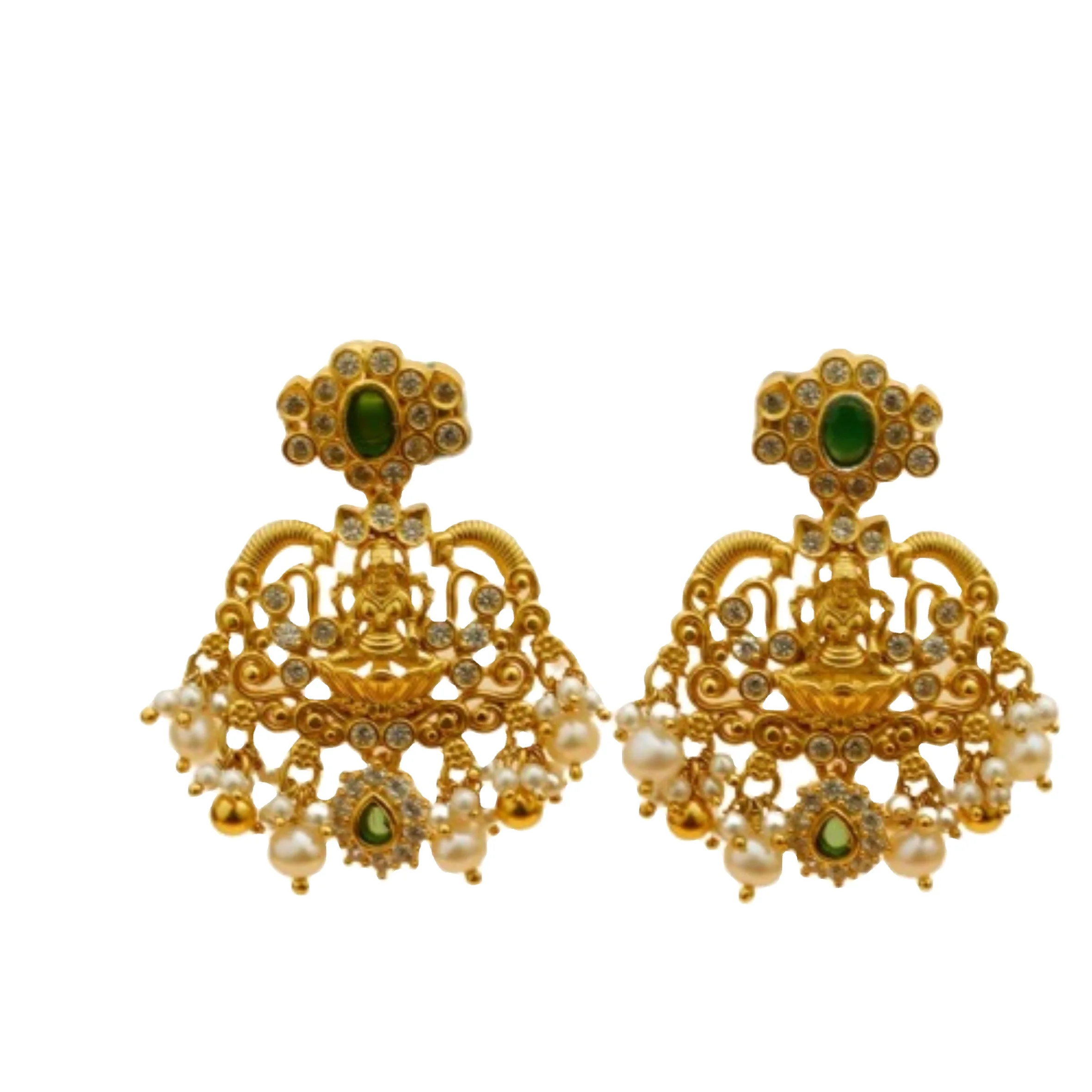 Simple Sophisticated Lakshmi and Peacock Design 22 Carat Gold Feminine 925  Sterling Silver Earrings on Ethnic Wear at Best Price