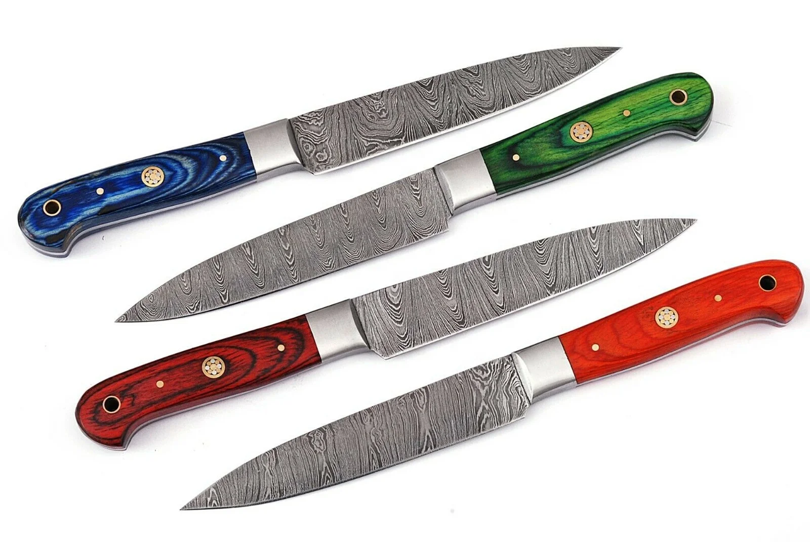 Handmade Damascus Chef Kitchen 4 Knives Set With Hard Wood Handle MD#BCKS4