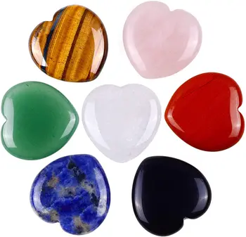 7 Chakra Heart Shaped Stones 1" Sets Crystal Therapy Chakra Heart 7 Balancing Reiki Healing Meditation Massage Energy Yoga