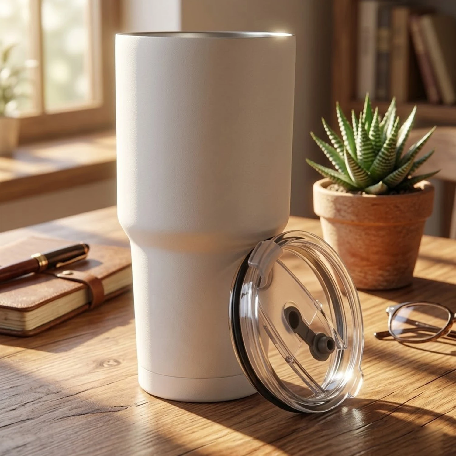 Copo térmico personalizado EffiPrint de 887 ml (30 oz) em aço inoxidável com canudo e parede dupla a vácuo._voghion.com