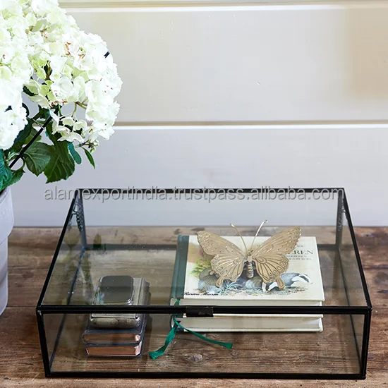 Vintage Newly Antique Brass And Glass Display Jewellery Boxes With
