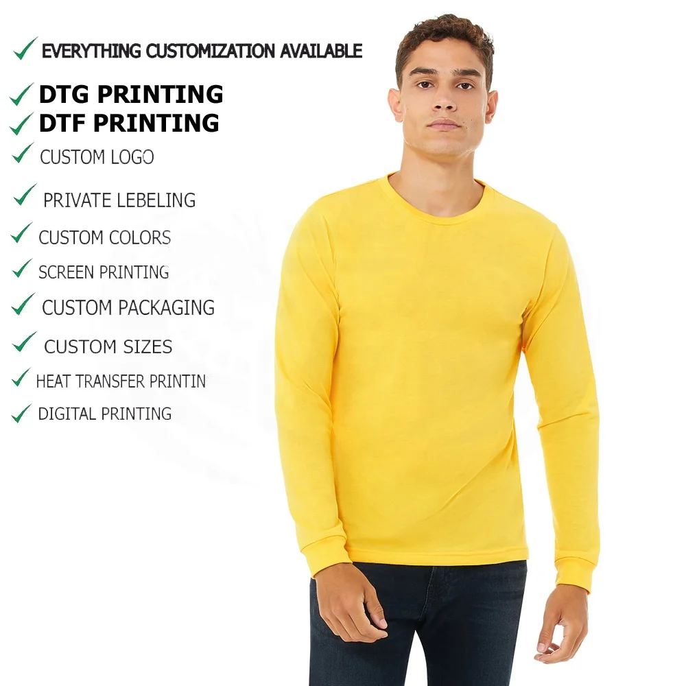 Custom Dtg Dtf Print Screen Printing Embroidery T Shirts Full Sleeve ...