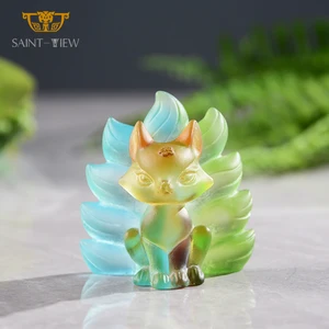 Custom Mini Gift Desk Decor Nine-tailed Fox Crystal Animals Ornaments Crystal Sculpture