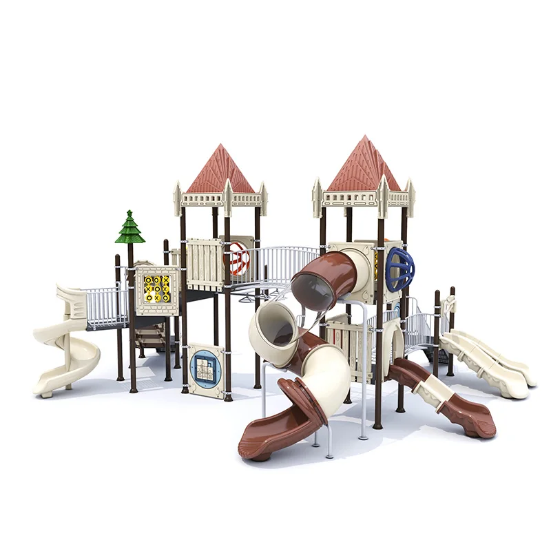 Feelkids ALITA-NC24019 High-Capacity Outdoor Plastic/Galvanized Pipe Slide Multi-Play Kids Activity Center PE Board Equipment