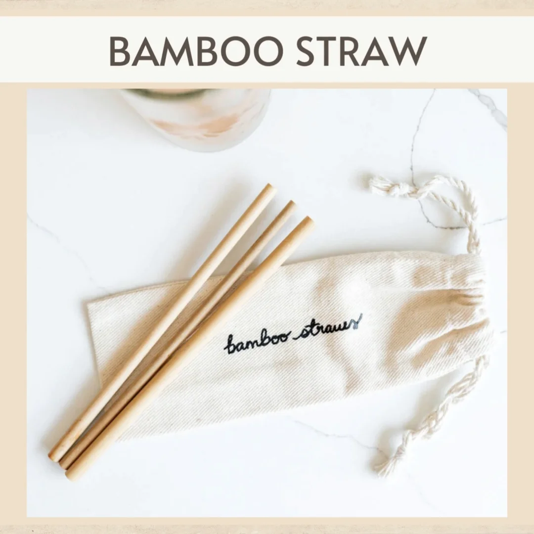 Bamboo Straws With Straw Clean Brush Pack Custom Logo Cotton Bags For