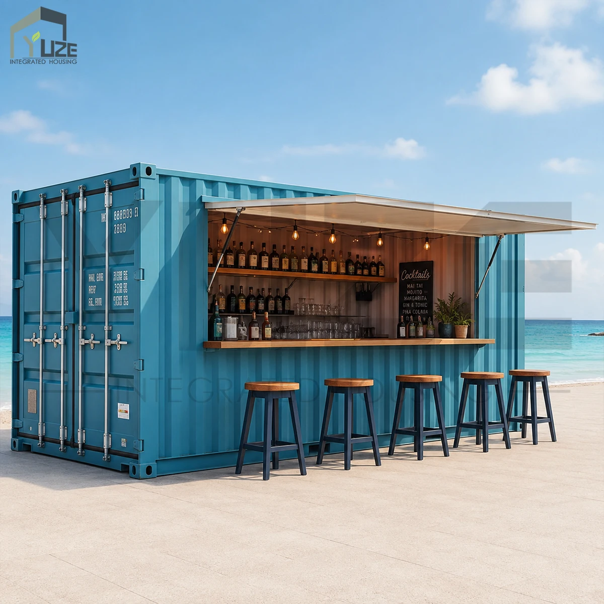 Container Shop Beach Bar Coffee Food Kiosk Pop up Store Customized Commercial Restaurant Booth