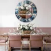 Shades of blue, white, aur beige/cream