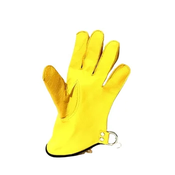 Leather Falconry Short Length Gloves Bird Handling Falcon Gloves Pet Gloves. Quality Single Layer Soft Grain Yellow PC - 7220 PK