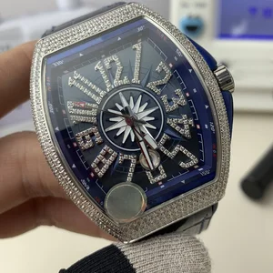 2026 New Business Luxury Casual Tonneau-Style Watch with Blue Silicone Strap Designer Style High-Quality Men's Mechanical Watch