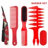 Red Plastic Hair Comb Set