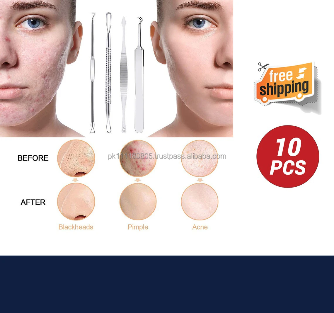 10 Pcs Blackhead Remover Pimple Popper Tool Kit Comedone Pimple