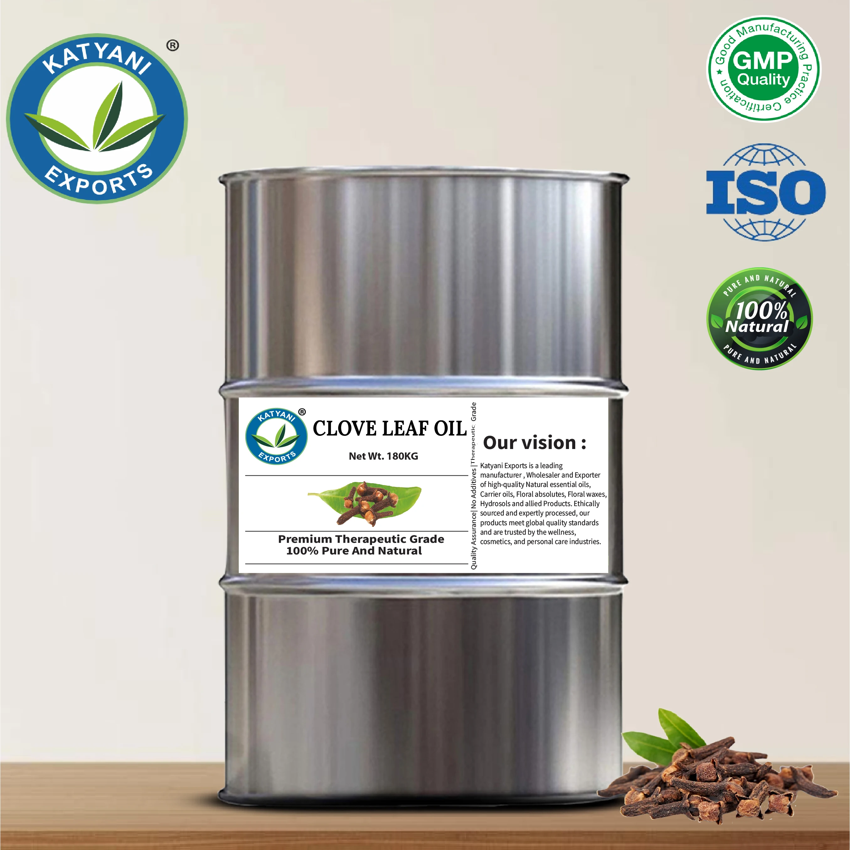 100% Pure & Natural 1 KG Clove Leaf Essential Oil Syzygium Aromaticum Steam Distilled - For Cosmetics Formulations - From India