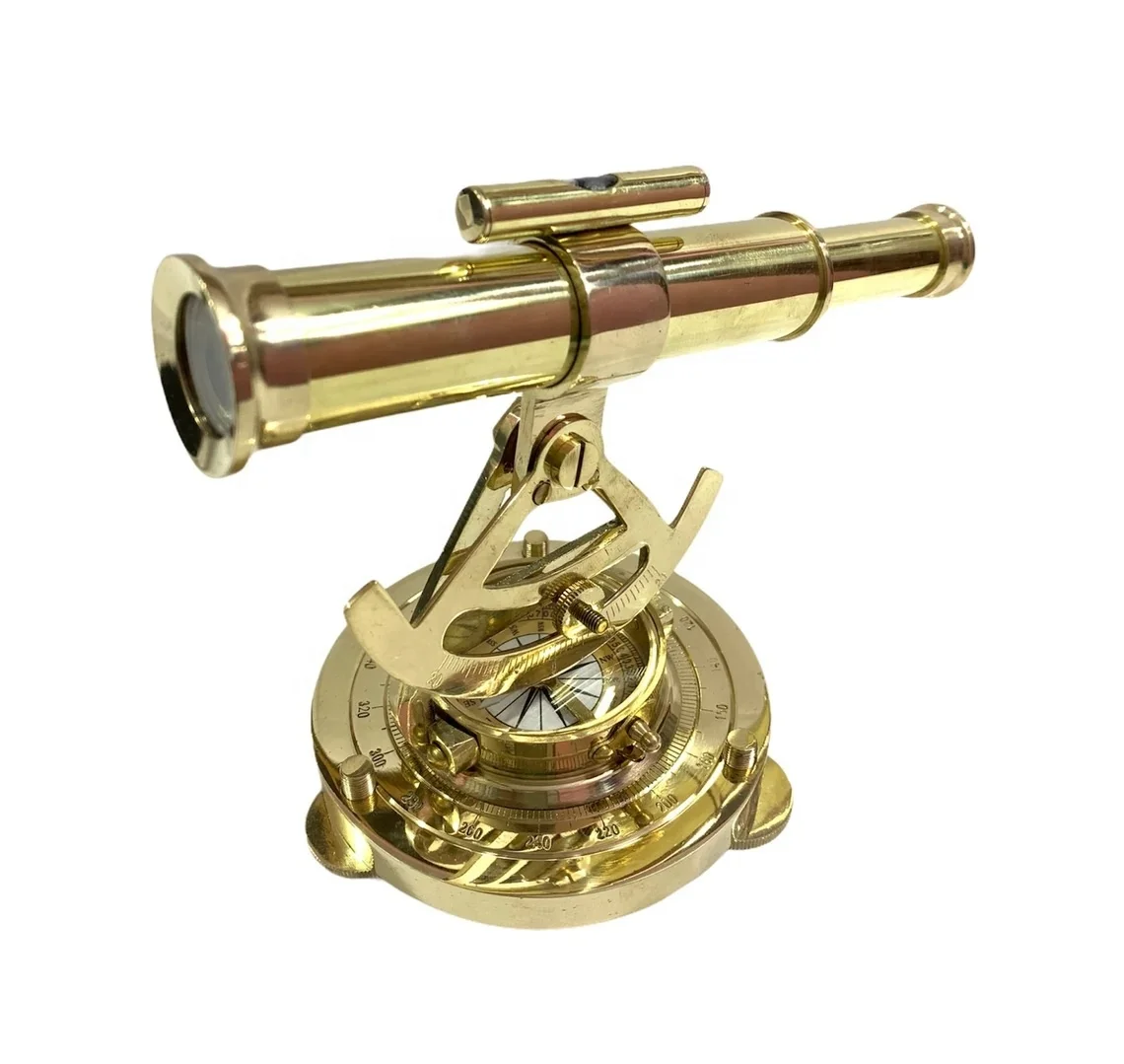 Vintage Compass Survey Instrument Brass Theodolite Ali dade Transit Telescope 
