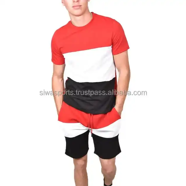 Wholesale Hot Sale Casual Cotton Men 2 Piece Short Sets Men Solid Color