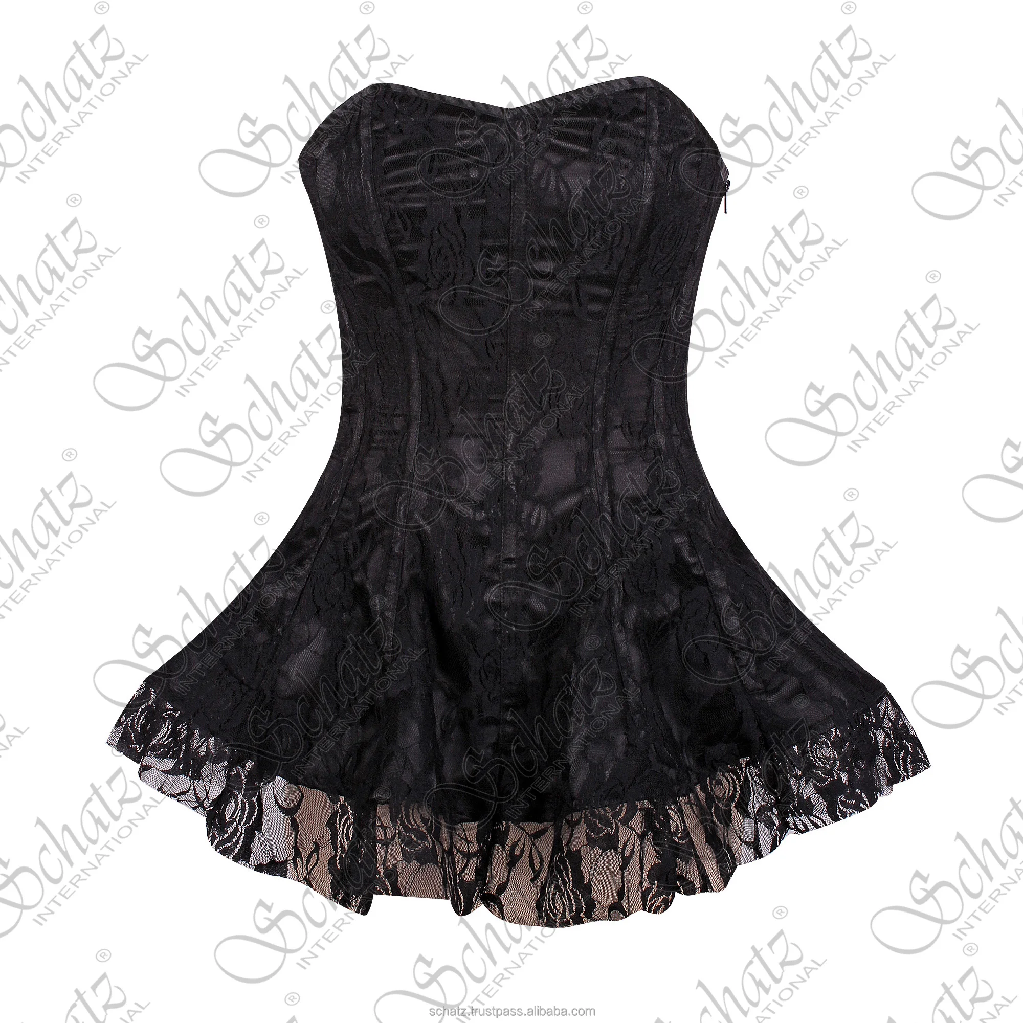 Corset Overbust Steelboned Black Satin Corset Frock Dress 2024 New ...