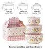 3 size bowls set pink heart pattern