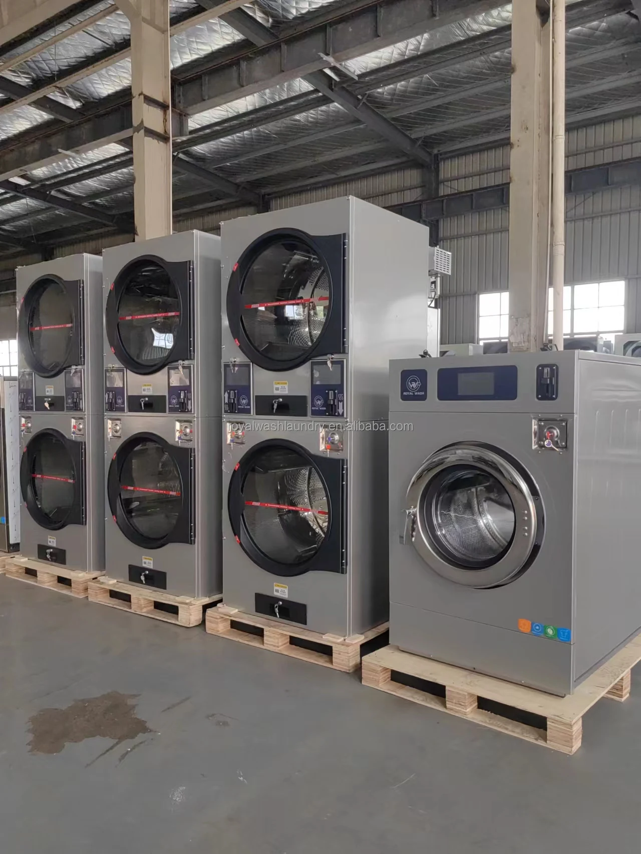 세탁소/호텔/셀프 서비스 상업용 세탁 장비 동전 투입식 세탁기 건조기 스택형 건조기