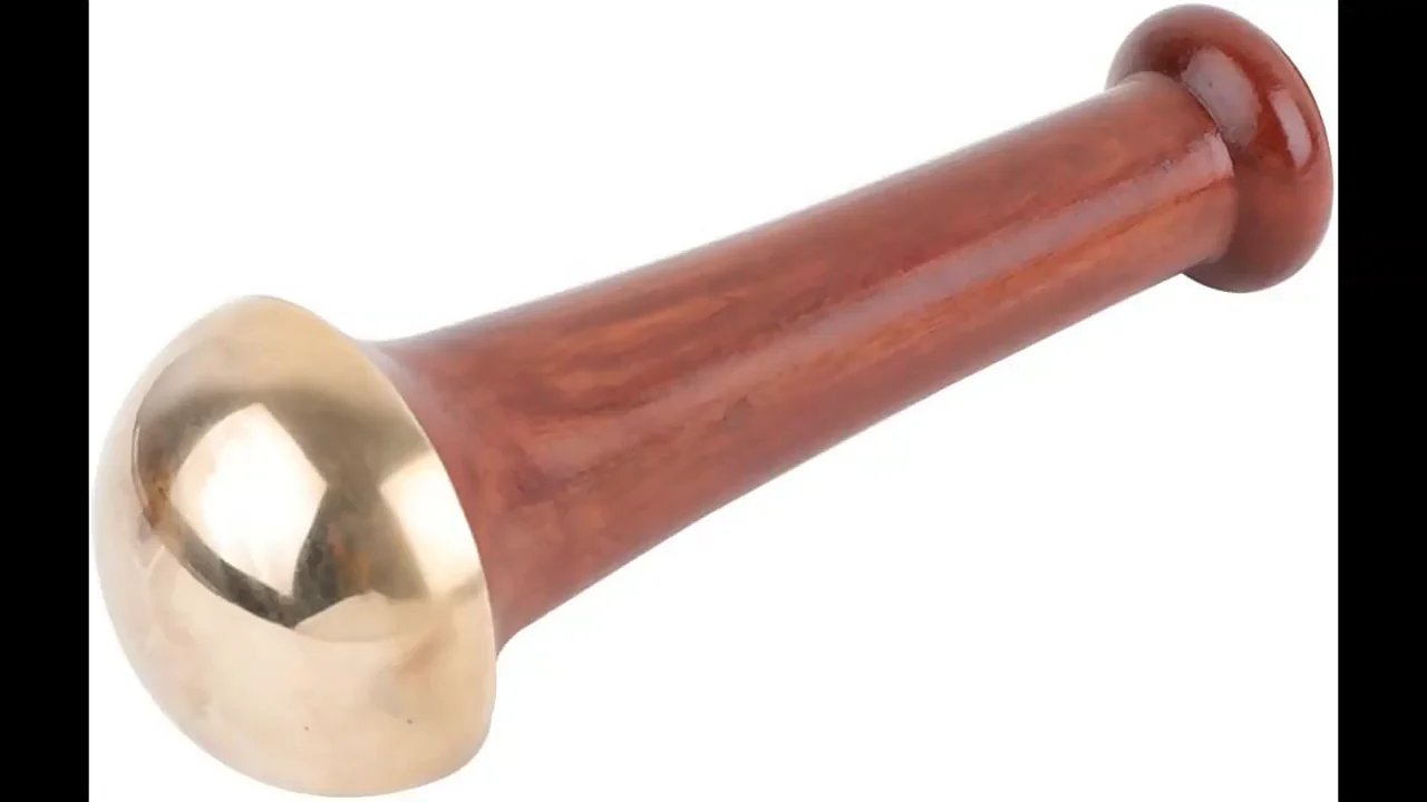 Foot & Body Massager With Wooden Handle Kansa Bronze Massager/best Selling Dual Purpose Kansa