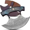 Damascus Steel Blue & Black Wood