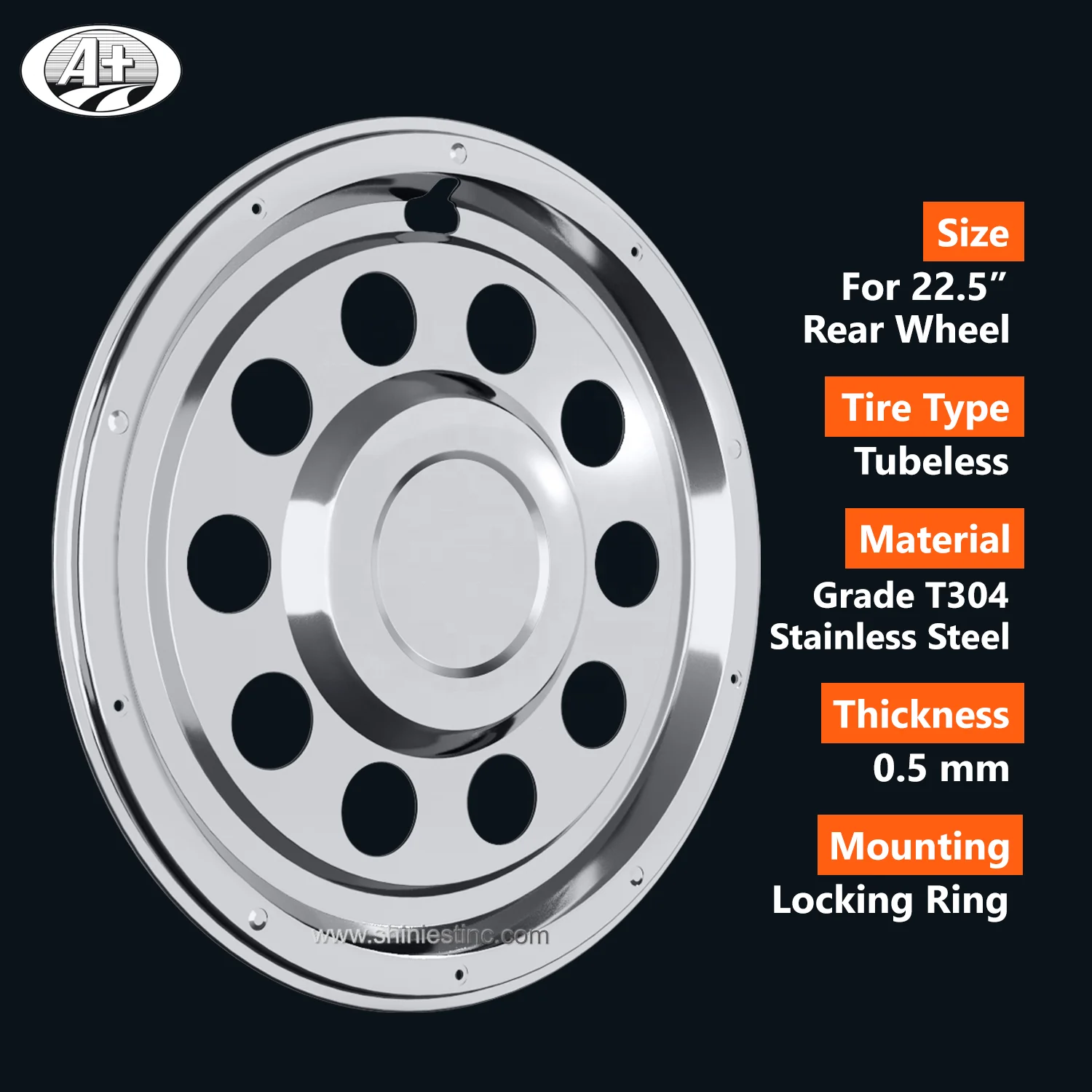 Wheel Cover 22.5 T304 Stainless Steel For Steel Wheel Of European