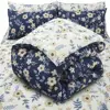 Azul, blanco, floral.