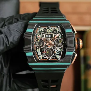 New Classic Elegant Men's Mechanical Watch with Tonneau-Shaped Design High-Quality Titanium Natural Rubber Strap Stylish Watches