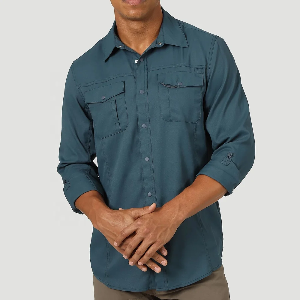 Customized Fishing Shirts Uv Protected/ Casual Shirts Men Solid Pattern